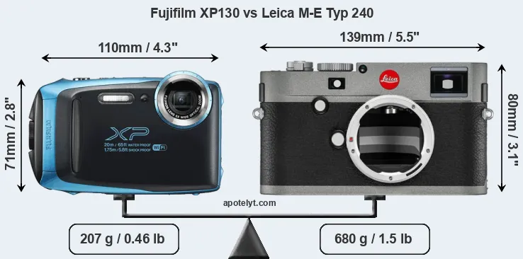 Size Fujifilm XP130 vs Leica M-E Typ 240