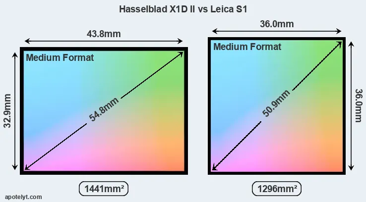 Hasselblad X1D II and Leica S1 sensor measures