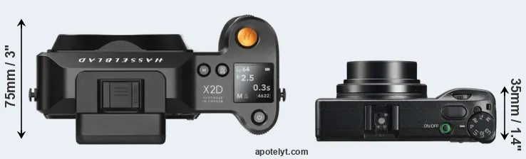 Compare X2D 100C versus GR IIIx top