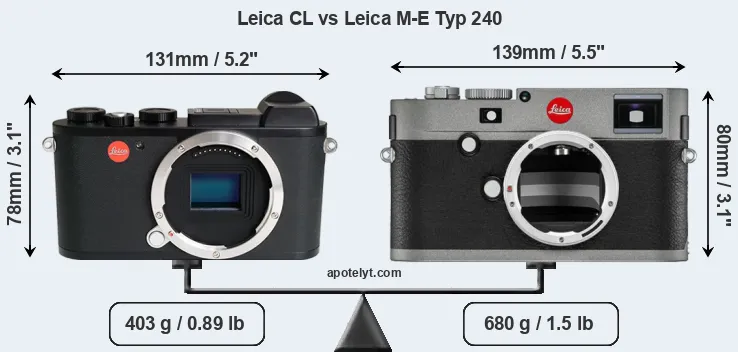 Size Leica CL vs Leica M-E Typ 240