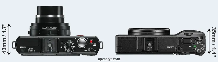 Compare D-LUX 5 versus GR II top