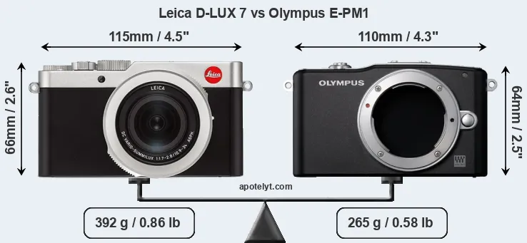 Size Leica D-LUX 7 vs Olympus E-PM1