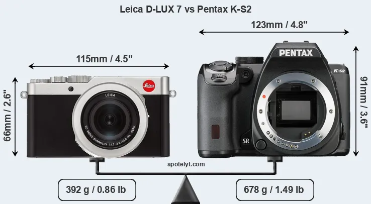 Size Leica D-LUX 7 vs Pentax K-S2