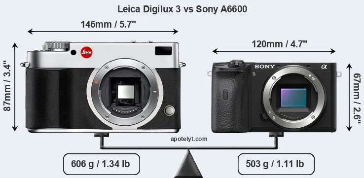 Size Leica Digilux 3 vs Sony A6600