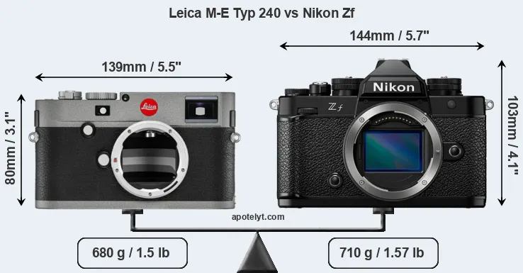 Size Leica M-E Typ 240 vs Nikon Zf