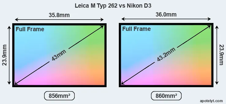 Leica M Typ 262 and Nikon D3 sensor measures