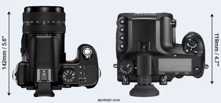 Compare V-LUX 1 versus 645D top