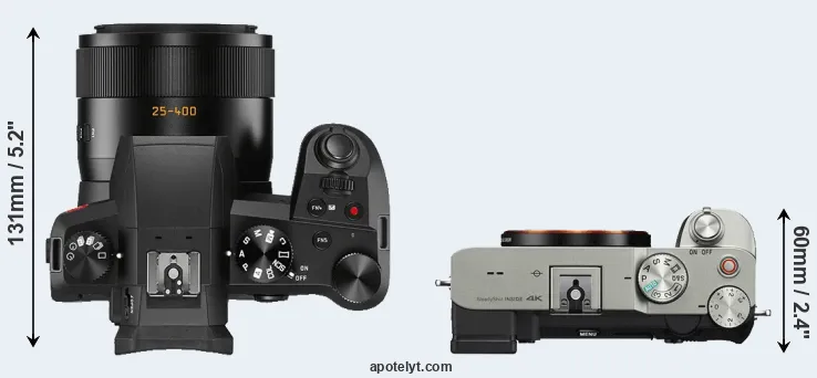 Compare V-LUX 5 versus A7C top