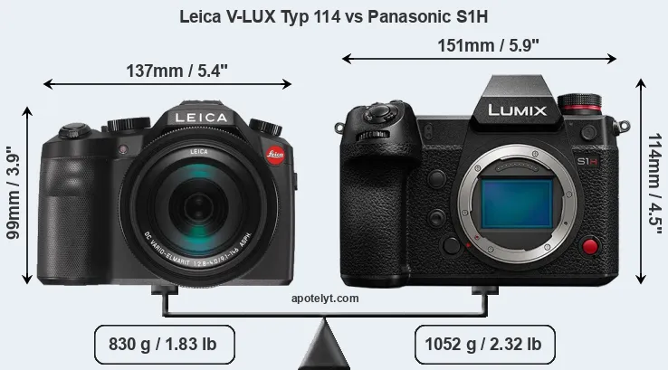 Size Leica V-LUX Typ 114 vs Panasonic S1H