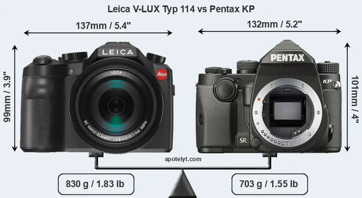 Size Leica V-LUX Typ 114 vs Pentax KP