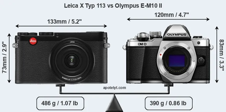 Size Leica X Typ 113 vs Olympus E-M10 II