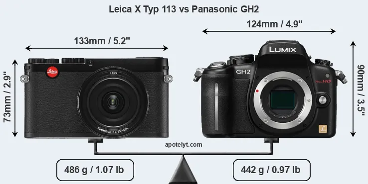 Size Leica X Typ 113 vs Panasonic GH2