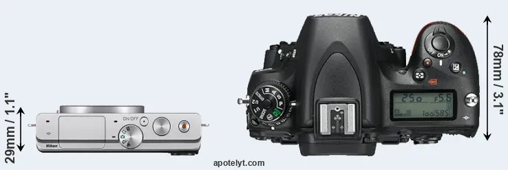 Compare J4 versus D750 top