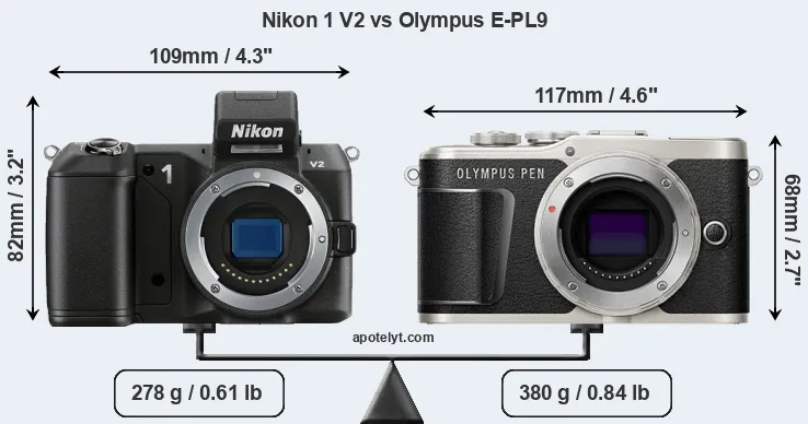 Size Nikon 1 V2 vs Olympus E-PL9
