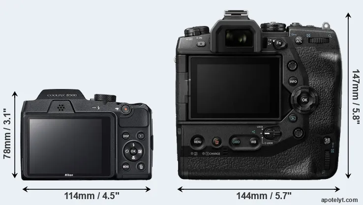 Comparison B500 or E-M1X rear