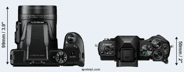 Compare B600 versus E-M10 III top