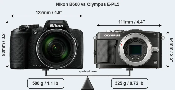 Size Nikon B600 vs Olympus E-PL5
