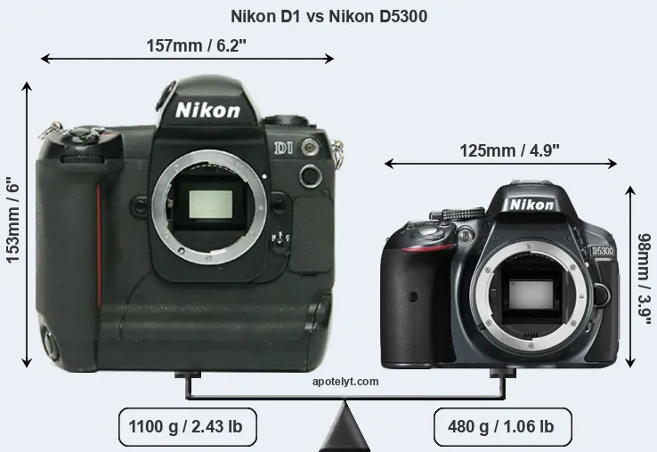Size Nikon D1 vs Nikon D5300