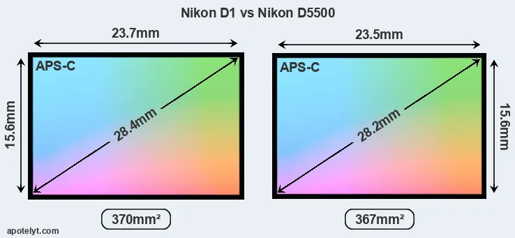 Nikon D1 and Nikon D5500 sensor measures