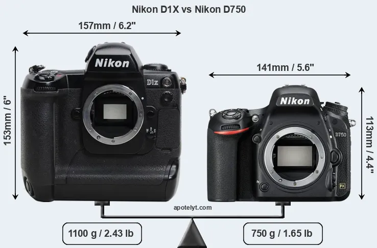 Size Nikon D1X vs Nikon D750