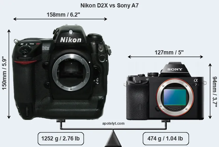 Size Nikon D2X vs Sony A7