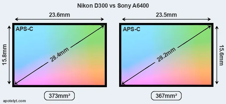 Nikon D300 and Sony A6400 sensor measures