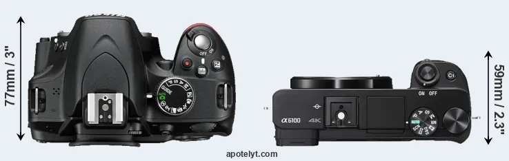 Compare D3200 versus A6100 top