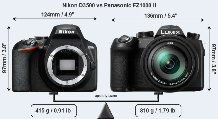 Size Nikon D3500 vs Panasonic FZ1000 II