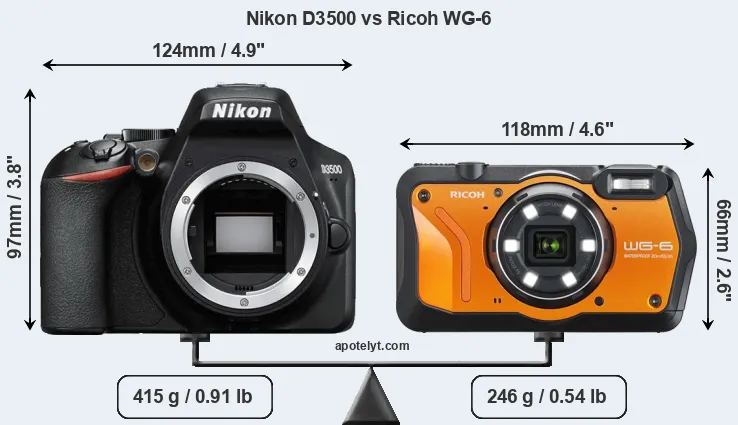 Size Nikon D3500 vs Ricoh WG-6