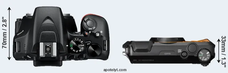 Compare D3500 versus WG-6 top