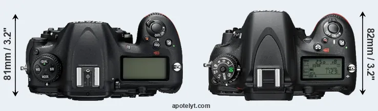 Compare D500 versus D610 top