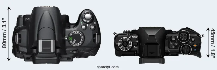 Compare D5000 versus E-M5 II top