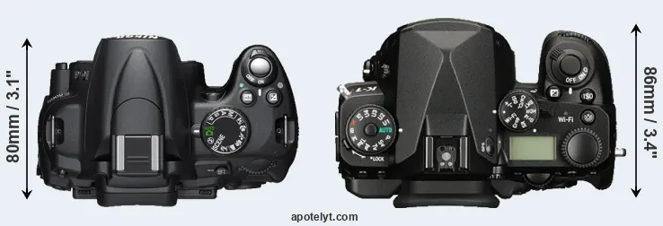 Compare D5000 versus K-1 top