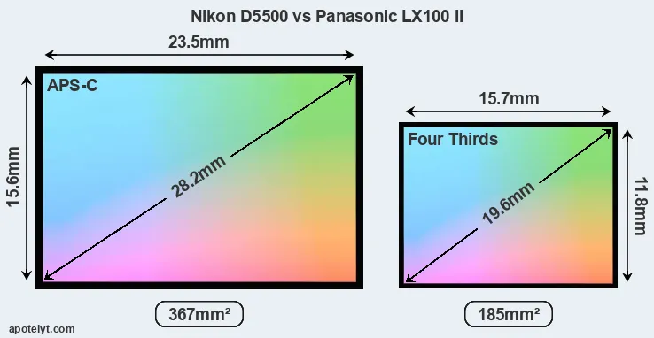 Nikon D5500 and Panasonic LX100 II sensor measures