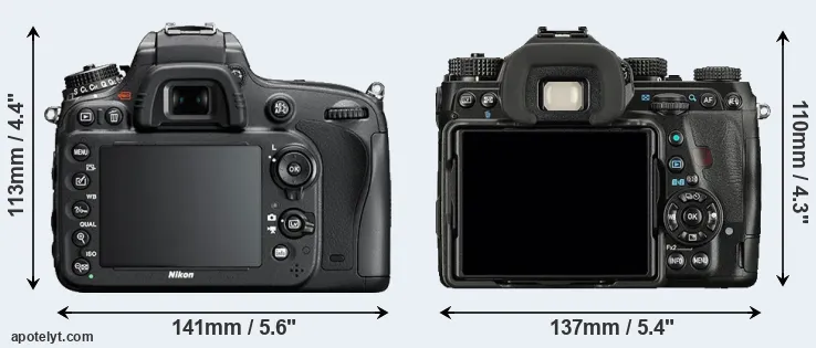 Comparison D610 or K-1 rear