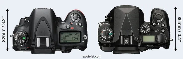 Compare D610 versus K-1 top