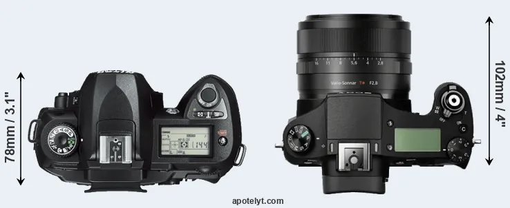 Compare D70s versus RX10 top