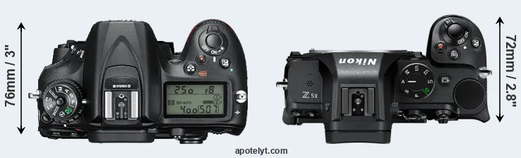 Compare D7200 versus Z5 II top