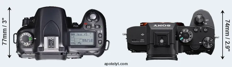 Compare D80 versus A7R III top