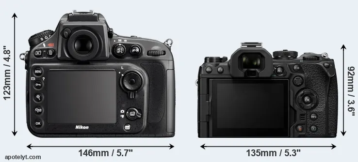 Comparison D800 or OM-1 rear