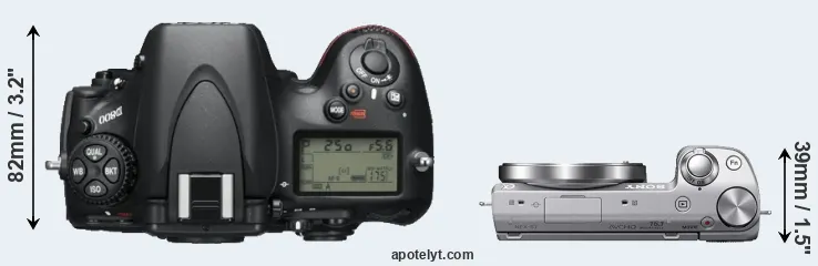 Compare D800 versus NEX-5T top