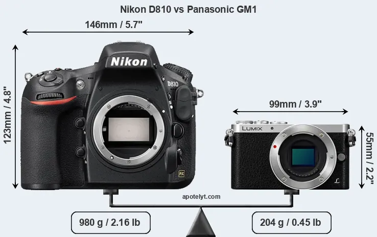 Size Nikon D810 vs Panasonic GM1