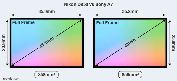 Nikon D850 and Sony A7 sensor measures