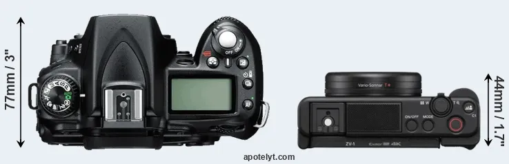 Compare D90 versus ZV-1 top
