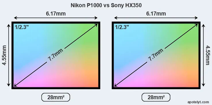 Nikon P1000 and Sony HX350 sensor measures
