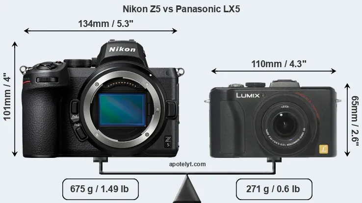 Size Nikon Z5 vs Panasonic LX5