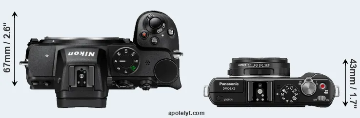 Compare Z5 versus LX5 top