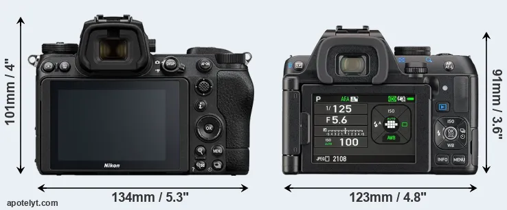 Comparison Z6 II or K-S2 rear