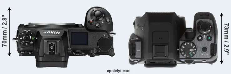 Compare Z6 II versus K-S2 top