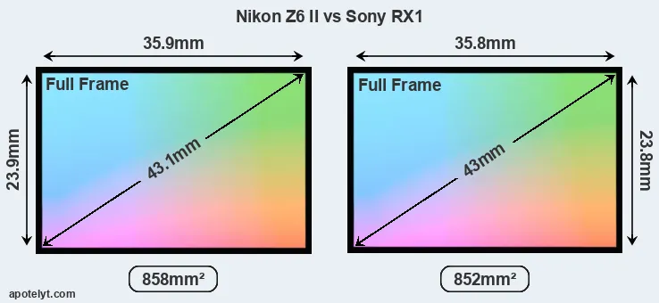 Nikon Z6 II and Sony RX1 sensor measures